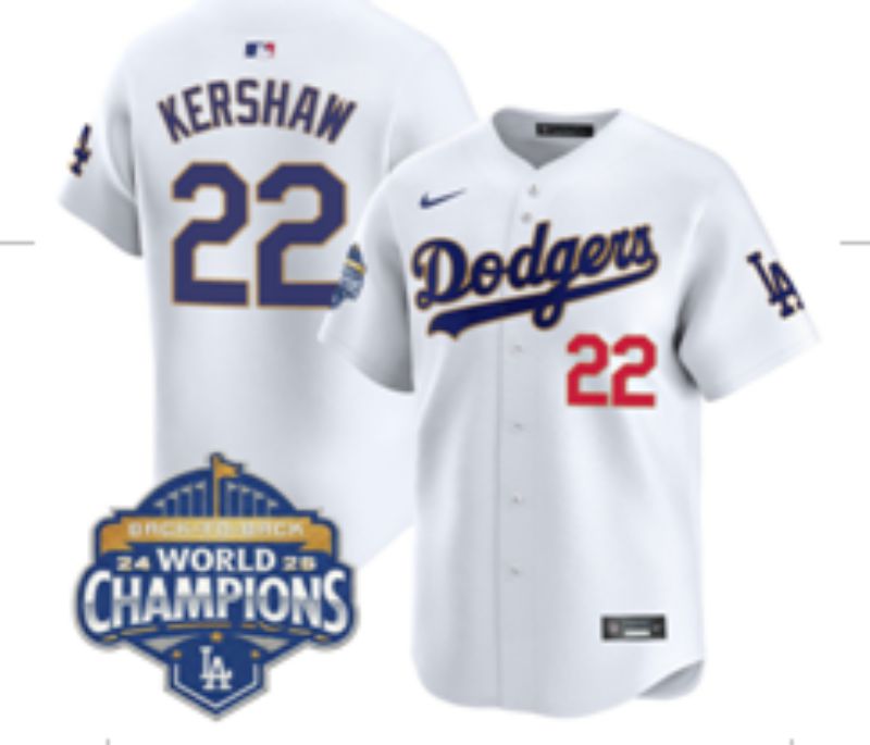 Men Nike 2026 Los Angeles Dodgers #22 Kershaw White Game MLB Jersey 07->los angeles dodgers->MLB Jersey